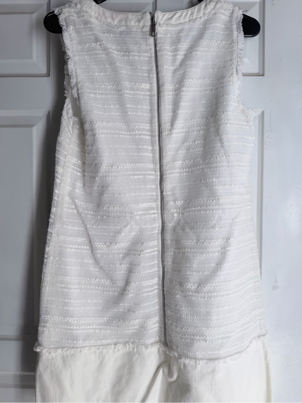Rachel Zoe White Textured Sleeveless Dress with Back Zip